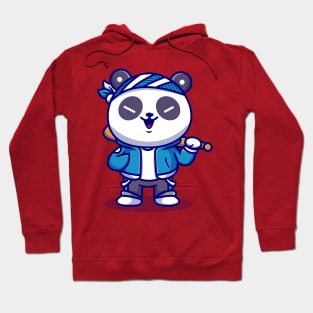 Cute Panda Boy With Baseball Bat Cartoon Hoodie